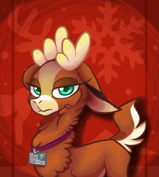 Size: 1331x1478 | Tagged: safe, artist:cocoateaworth, derpibooru import, deer, reindeer, them's fightin' herds, community related, female, name tag, solo