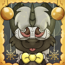 Size: 2000x2000 | Tagged: safe, artist:euspuche, derpibooru import, oc, oc only, oc:pustka, unicorn, bust, christmas, happy new year, holiday, icon, male, portrait, simple background, smiling