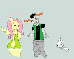 Size: 734x590 | Tagged: safe, artist:bunnyhalo, derpibooru import, angel bunny, fluttershy, anthro, pegasus, crossover, homestuck, ms paint, tavros nitram