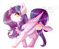 Size: 1866x1566 | Tagged: safe, artist:prettyshinegp, derpibooru import, oc, oc only, pegasus, pony, chest fluff, ear piercing, female, mare, pegasus oc, piercing, raised leg, simple background, transparent background