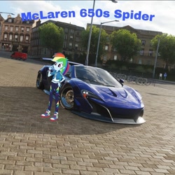 Size: 1080x1080 | Tagged: safe, derpibooru import, rainbow dash, equestria girls, car, forza horizon 4, game screencap, mclaren, solo, video game