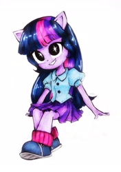 Size: 2351x3335 | Tagged: safe, artist:liaaqila, derpibooru import, twilight sparkle, equestria girls, simple background, solo, starry eyes, traditional art, white background, wingding eyes