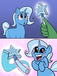 Size: 3072x4096 | Tagged: safe, artist:greenybeanz, derpibooru import, trixie, oc, oc:anon, pony, unicorn, female, mare, wand