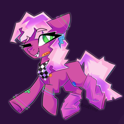 Size: 2048x2048 | Tagged: safe, artist:plushtrapez, derpibooru import, cheerilee, earth pony, pony, 80s, 80s cheerilee, bandaid, bandana, braces, clothes, leg warmers, one eye closed, smiley face, solo, white pupils