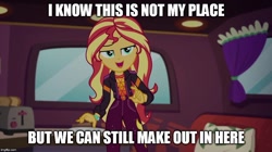 Size: 888x499 | Tagged: safe, artist:mlpfan3991, derpibooru import, edit, screencap, sunset shimmer, equestria girls, caption, female, image macro, meme, solo, text