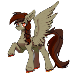 Size: 2894x2894 | Tagged: safe, artist:nirguna st, derpibooru import, oc, oc only, oc:pora hooft, pegasus, pony, braid, looking at you, pegasus oc, simple background, smiling, solo, spread wings, transparent background, wings