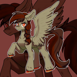 Size: 2894x2894 | Tagged: safe, alternate version, artist:nirguna st, derpibooru import, oc, oc only, oc:pora hooft, pegasus, pony, braid, looking at you, pegasus oc, smiling, solo, spread wings, wings, zoom layer