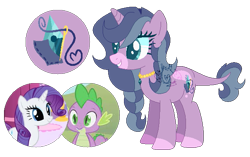 Size: 621x391 | Tagged: safe, artist:cintiasi, derpibooru import, rarity, spike, oc, oc:rylie, dracony, dragon, hybrid, pony, unicorn, base used, female, grin, interspecies offspring, male, offspring, parent:rarity, parent:spike, parents:sparity, screencap reference, shipping, simple background, smiling, solo, sparity, straight, transparent background