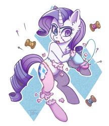 Size: 450x520 | Tagged: safe, artist:toxiccolour, derpibooru import, rarity, original species, pony, unicorn, cutie mark background, ear fluff, ears, female, mare, needle, plush pony, plushie, simple background, solo, stitches, transparent background