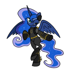 Size: 1024x1024 | Tagged: safe, artist:princessfaeron, derpibooru import, princess luna, pony, bipedal, clothes, cosplay, costume, night terror, simple background, solo, transparent background, vince heliotrope