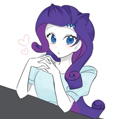 Size: 705x687 | Tagged: safe, artist:rainbom__1122, derpibooru import, rarity, human, equestria girls, :o, eared humanization, female, hands together, heart, humanized, looking at you, open mouth, simple background, solo, white background