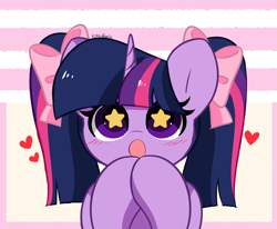 Size: 4944x4073 | Tagged: safe, artist:kittyrosie, derpibooru import, twilight sparkle, pony, unicorn, :o, cute, kittyrosie is trying to murder us, open mouth, pigtails, solo, starry eyes, twiabetes, twintails, wingding eyes
