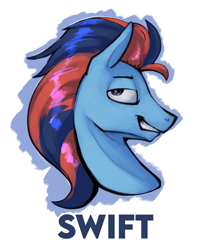 Size: 1527x1915 | Tagged: safe, artist:triplesevens, derpibooru import, oc, oc only, oc:andrew swiftwing, pony, bust, male, simple background, smiling, solo, white background