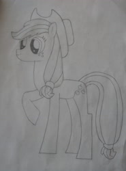 Size: 3120x4208 | Tagged: safe, derpibooru import, applejack, pony, monochrome, solo, traditional art