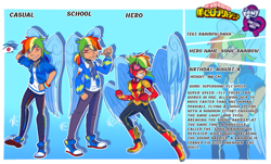 Size: 1035x624 | Tagged: safe, artist:geluatekurama, derpibooru import, rainbow dash, human, equestria girls, crossover, crystal guardian, human coloration, my hero academia, solo