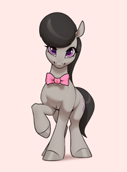 Size: 2250x3045 | Tagged: safe, artist:aquaticvibes, derpibooru import, octavia melody, earth pony, pony, female, high res, looking at you, mare, raised hoof, raised leg, simple background, smiling, smiling at you, solo