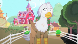 Size: 1280x720 | Tagged: safe, artist:mlp-silver-quill, derpibooru import, oc, oc:silver quill, hippogriff, after the fact, after the fact:somepony to watch over me, chicken coop, fence, sweet apple acres, sweet apple acres barn, tree
