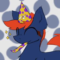 Size: 2000x2000 | Tagged: safe, artist:monycaalot, derpibooru import, oc, oc:fizakn catto, monster pony, original species, pony, tatzlpony, ^^, birthday, colored sketch, eyes closed, happy, sketch, solo