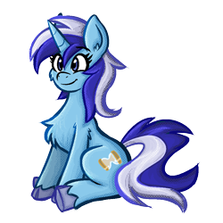 Size: 900x900 | Tagged: safe, artist:daze, derpibooru import, minuette, pony, unicorn, chest fluff, female, mare, simple background, sitting, smiling, solo, transparent background