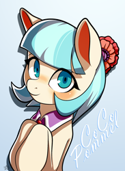 Size: 1388x1896 | Tagged: safe, artist:alexsc112, derpibooru import, coco pommel, earth pony, pony, cute, female, gradient background, looking at you, mare, solo