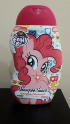 Size: 720x1280 | Tagged: safe, derpibooru import, pinkie pie, earth pony, pony, brazilian portuguese, cute, irl, looking at you, merchandise, photo, shampoo, solo