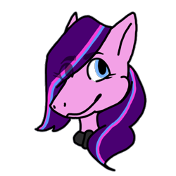 Size: 487x487 | Tagged: safe, derpibooru import, earth pony, pony, artist, blue eyes, icon, pink, purple hair, rating, simple background, solo, transparent background