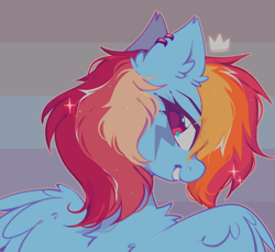 Size: 1750x1600 | Tagged: safe, artist:mirtash, derpibooru import, rainbow dash, pegasus, pony, crown, cute, dashabetes, ear piercing, earring, female, grin, jewelry, lesbian pride flag, piercing, pride, pride flag, regalia, smiling, solo, tattoo