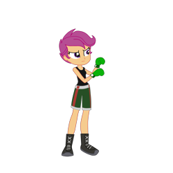 Size: 2100x2100 | Tagged: safe, artist:chanyhuman, derpibooru import, little mac, scootaloo, human, equestria girls, boxer, clothes, cosplay, costume, little mac (punch-out!!), nintendo, punch-out!!, short hair, simple background, solo, transparent background, vector