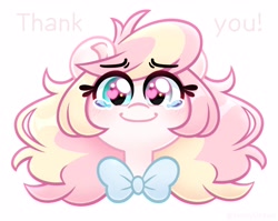 Size: 2840x2264 | Tagged: safe, artist:ninnydraws, derpibooru import, oc, oc only, oc:ninny, pegasus, pony, bowtie, crying, female, heart, heart eyes, heterochromia, looking at you, simple background, smiling, solo, tears of joy, text, wingding eyes