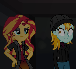 Size: 6306x5754 | Tagged: safe, artist:emeraldblast63, derpibooru import, lightning dust, sunset shimmer, human, comic:the tale of two sunsets, equestria girls, duo, duo female, equestria girls-ified, female, human sunset