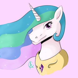 Size: 2341x2341 | Tagged: safe, artist:cynfularts, derpibooru import, princess celestia, alicorn, pony, bust, portrait, simple background, solo