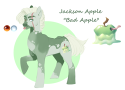Size: 1872x1346 | Tagged: safe, artist:ghost-whisper03, derpibooru import, oc, oc only, oc:jackson apple, earth pony, pony, blind eye, cutie mark, eye scar, facial scar, offspring, parent:big macintosh, parent:coloratura, parents:raramac, scar, simple background, solo, tongue, tongue out, white background