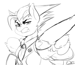 Size: 2600x2263 | Tagged: safe, artist:thelunarmoon, derpibooru import, pony, ace attorney, phoenix wright, ponified, sketch, solo, wing hands, wings