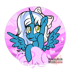 Size: 1950x2000 | Tagged: safe, artist:loverashley, derpibooru import, oc, oc only, oc:fleurbelle, alicorn, pony, alicorn oc, bow, bust, cheek squish, commission, ear fluff, ears, female, hair bow, horn, mare, simple background, solo, spread wings, squishy cheeks, transparent background, wings, ych result