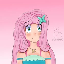 Size: 3000x3000 | Tagged: safe, artist:coffe_draws29, derpibooru import, fluttershy, human, female, gradient background, humanized, solo