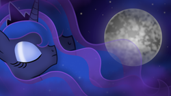 Size: 3840x2160 | Tagged: safe, artist:angryprogrockbrony, derpibooru exclusive, derpibooru import, princess luna, alicorn, eyes closed, moon, solo, wallpaper