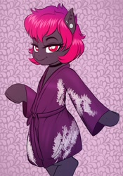 Size: 1242x1770 | Tagged: safe, artist:dibujito, derpibooru import, oc, oc:dib, bedroom eyes, clothes, fundoshi, kimono (clothing), looking at you, piercing