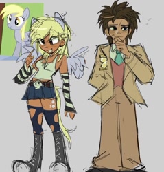 Size: 629x658 | Tagged: safe, artist:trixieacc06, derpibooru import, screencap, derpy hooves, doctor whooves, human, pegasus, pony, rainbow falls, clothes, converse, dark skin, humanized, moderate dark skin, shoes, smiling, standing