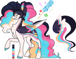 Size: 900x699 | Tagged: safe, artist:velnyx, derpibooru import, oc, oc:konpeito, pegasus, pony, female, magical lesbian spawn, mare, offspring, parent:pinkie pie, parent:rainbow dash, parents:pinkiedash, simple background, solo, transparent background