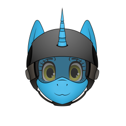 Size: 3000x3000 | Tagged: safe, alternate version, artist:zeronitroman, derpibooru import, oc, oc only, oc:fleurbelle, alicorn, pony, alicorn oc, female, golden eyes, helmet, horn, mare, simple background, smiling, solo, transparent background, wings