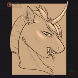 Size: 4096x4096 | Tagged: safe, artist:salemsalami, derpibooru import, oc, oc:venomous stray, pony, unicorn, bust, fangs, male, portrait, stallion