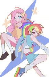 Size: 917x1440 | Tagged: safe, artist:shuku000_, derpibooru import, fluttershy, rainbow dash, human, converse, female, flutterdash, humanized, lesbian, shipping, shoes