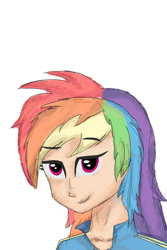 Size: 1000x1500 | Tagged: safe, artist:harleneap, derpibooru import, rainbow dash, human, bust, humanized, simple background, sketch, solo, white background