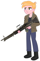 Size: 2651x4096 | Tagged: safe, artist:edy_january, derpibooru import, big macintosh, human, better together, equestria girls, boots, clothes, full body, girls und panzer, gun, holding, jacket, link, link in description, m60, machine gun, marine, marines, military, military uniform, saunders, shoes, simple background, soldier, solo, transparent background, trigger discipline, triggered, uniform, united states, weapon