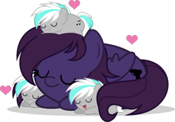 Size: 3617x2514 | Tagged: safe, derpibooru import, oc, oc only, oc:pestyskillengton, oc:silvernote, earth pony, pegasus, pony, chibi, female, heart, love, male, simple background, sleeping, stallion, transparent background