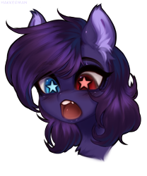 Size: 2500x3000 | Tagged: safe, artist:hakkerman, derpibooru import, oc, oc only, oc:pestyskillengton, pegasus, pony, ear fluff, ears, female, heterochromia, mare, open mouth, simple background, solo, starry eyes, stars, transparent background, wingding eyes