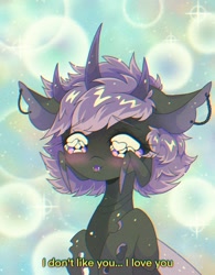 Size: 1875x2403 | Tagged: safe, artist:pierogarts, derpibooru import, oc, oc only, changeling, pony, heart, heart eyes, looking at you, purple changeling, solo, wingding eyes