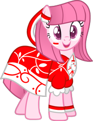 Size: 1289x1685 | Tagged: safe, artist:pegasski, artist:tanahgrogot, derpibooru import, oc, oc:annisa trihapsari, earth pony, pony, base used, clothes, cute, dress, earth pony oc, female, indonesia, mare, ocbetes, open mouth, open smile, pretty, simple background, smiling, solo, transparent background, vector