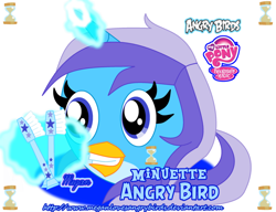 Size: 960x738 | Tagged: safe, artist:meganlovesangrybirds, derpibooru import, minuette, angry birds, aura, hourglass, magic, smiling, toothbrush