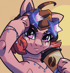 Size: 2400x2500 | Tagged: safe, artist:geatmos, derpibooru import, oc, oc only, pony, bracelet, bust, coffee, coffee cup, cup, jewelry, necklace, portrait, solo, sunglasses, sunglasses on head